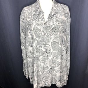 Vintage 100% Silk Paisley Button Down